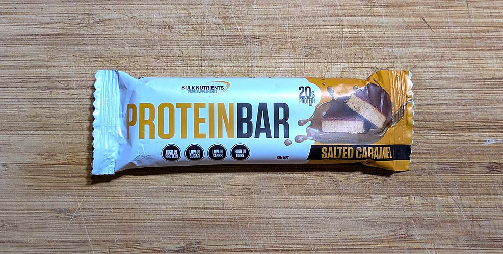 Protein bar packing on chopping board