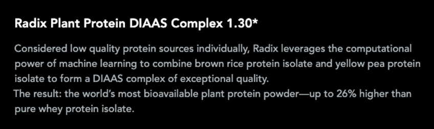 Radix Nutrition Plant Based Protein Powder DIAAS Explained