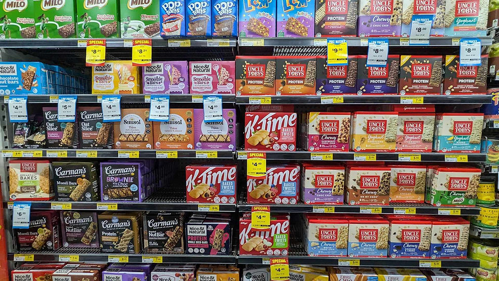 muesli bar aisle at supermarket