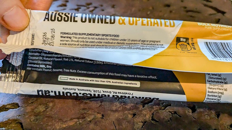 consumption warning on product image of a protein bar