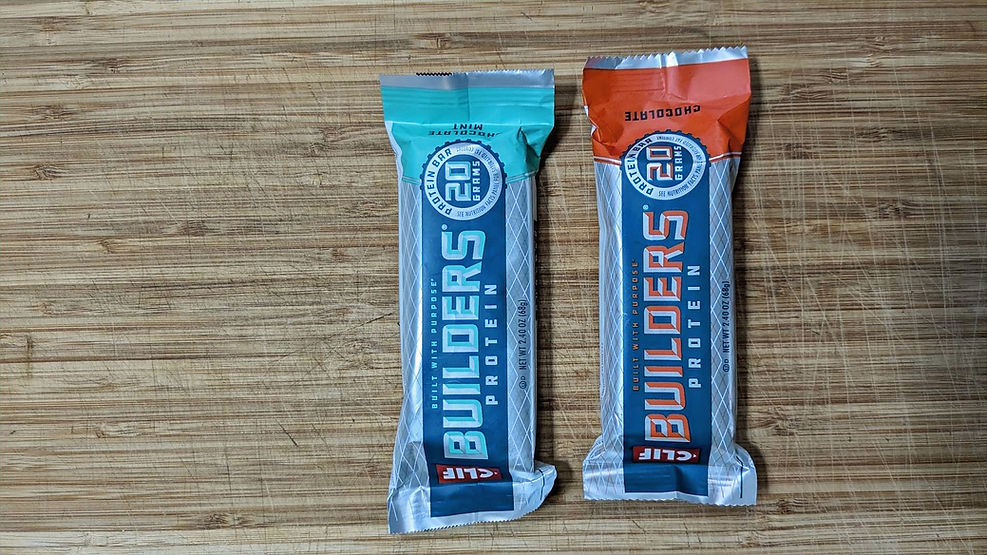 Two flavours of CLIF Builders Bars