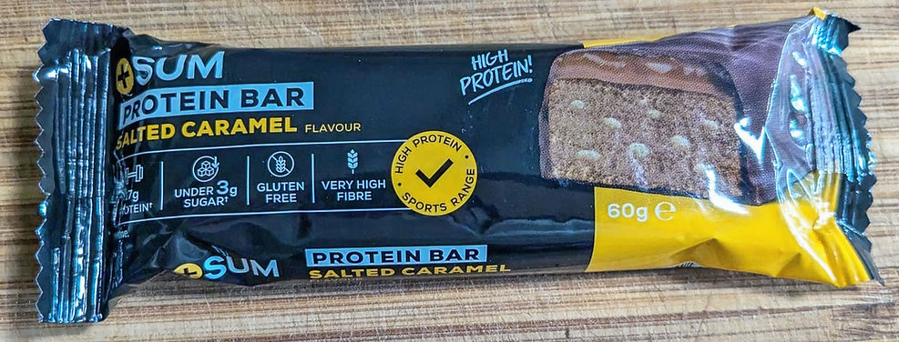+SUM Protein Bar packaging close up