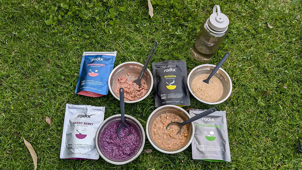 meals with nalgene water bottle on grass