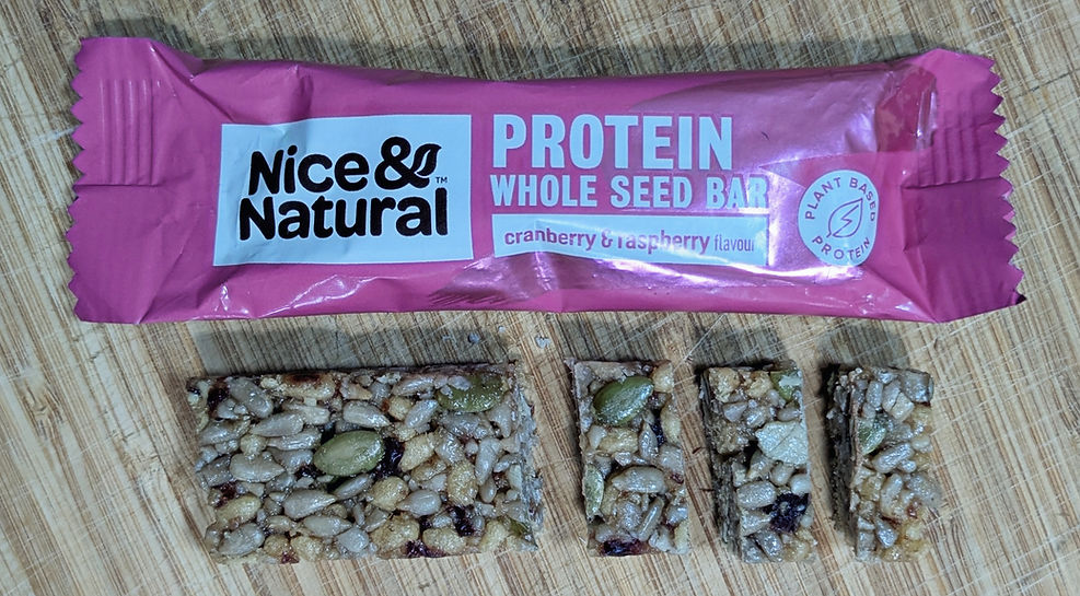 Nice & Natural Whole Seed Cranberry & Raspberry Protein Bar.