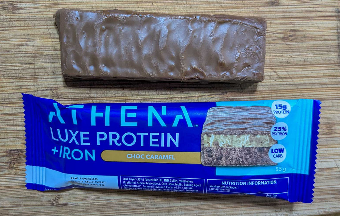Athena Luxe Protein Plus Iron Choc Caramel Protein Bar