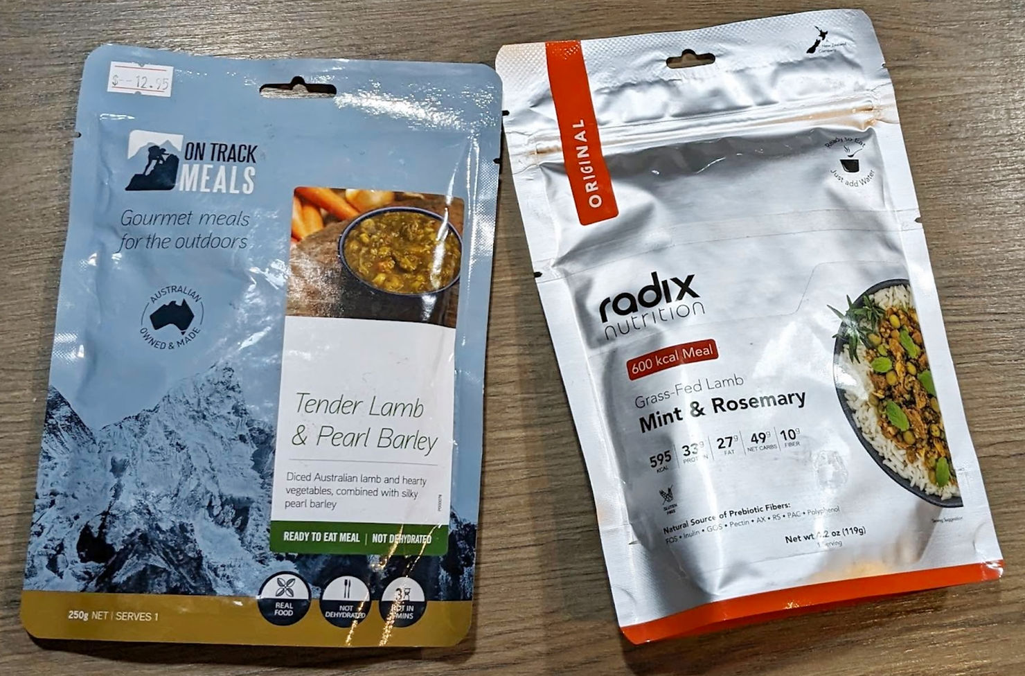 Dehydrated and freeze dried hiking meals