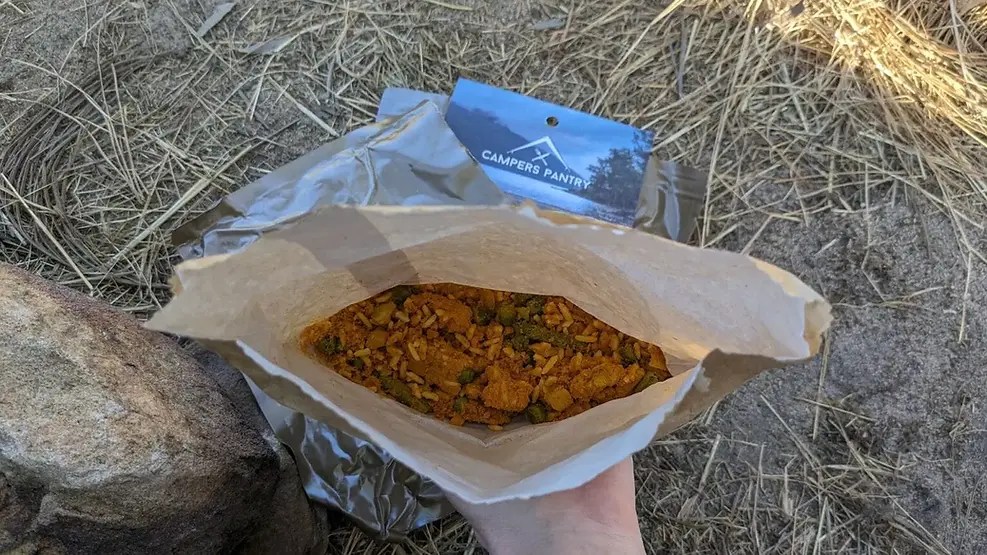 Dehydrated hiking meal by Campers Pantry