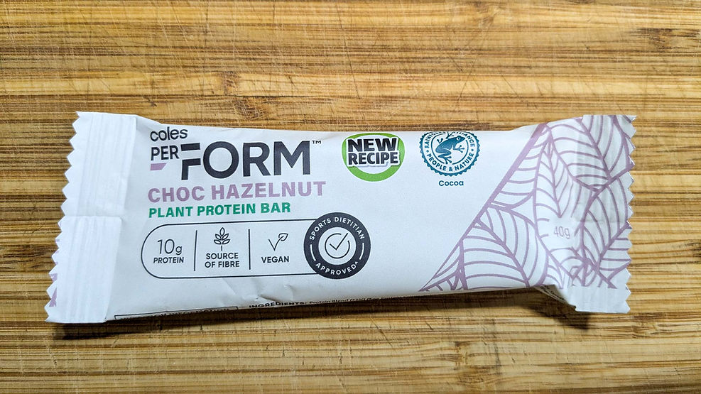 COLES PerFORM Protein Bar packaging close up